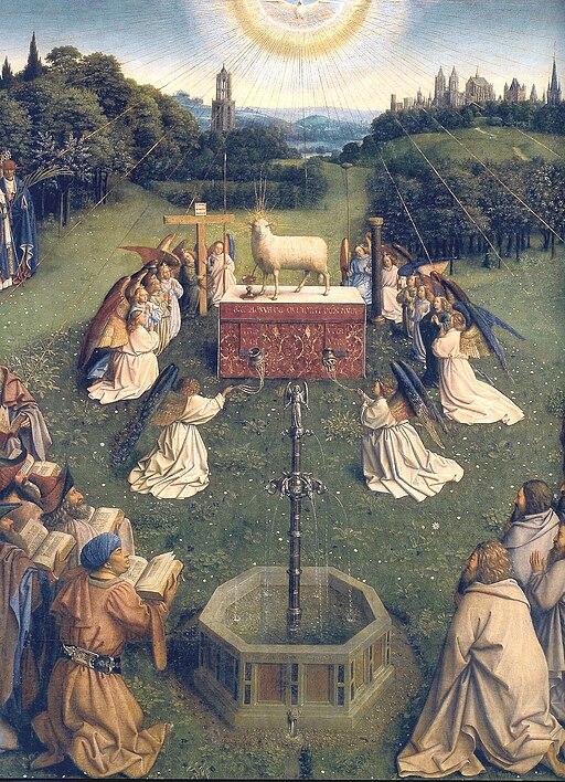 512px-Ghent_Altarpiece_D_-_Adoration_of_the_Lamb_2