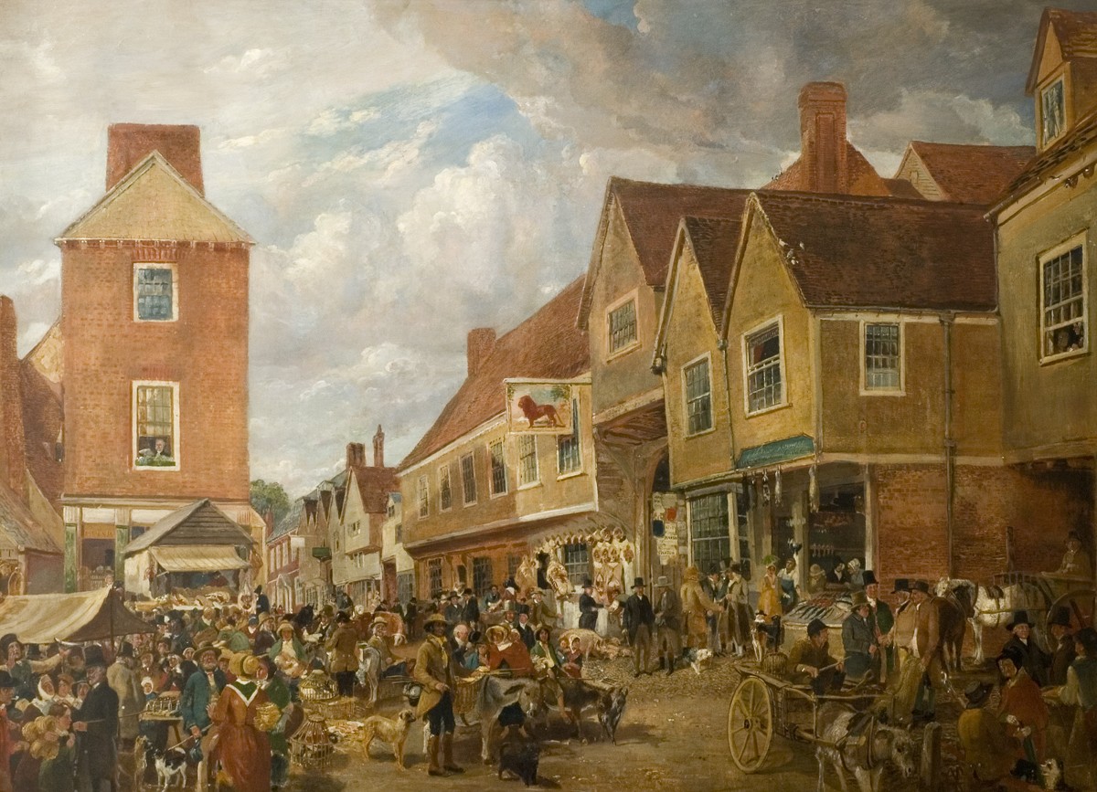Samuel_Lucas_(1805-1870)_-_Hitchin_Marketplace_-_HITHM.329_-_North_Hertfordshire_Museum
